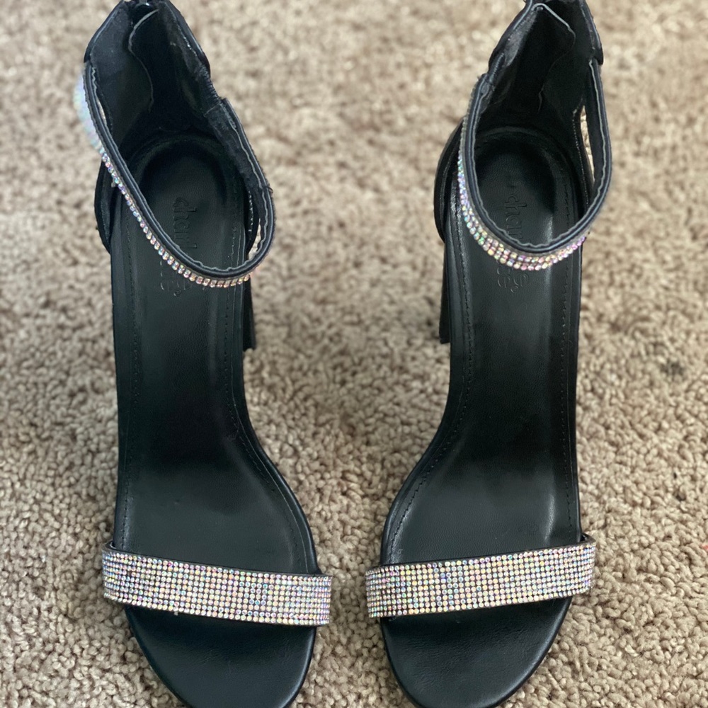 Bedazzled chunky heels